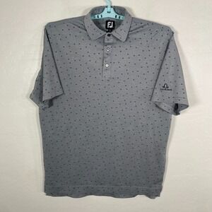 Footjoy Polo Shirt Mens Large Gray Golf Performance Floral Dot Print AOP